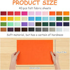 Ainiv 40pcs 8×12 inches Coloured Felt Fabric Sheets, Fabrics DIY Craftwork - Image 2