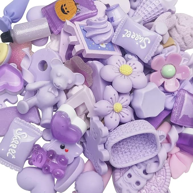 Chenkou Craft 50pcs Lots Mix Assorted Purple Craft DIY Flatbacks Resin Flat by ChenkouCraft