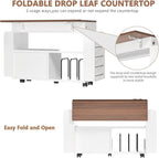 Gift Wrap Storage Cart with Foldable Drop Leaf, Crafting Table with Storage | - Image 4