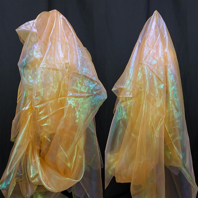 Orange Iridescent Organza Fabric - Image 2