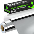VINYL FROG Silver Metallic Foil Heat Transfer Vinyl 12" x5ft Silver HTV Vinyl by VINYLFROG