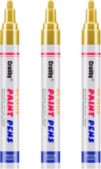 Gold Paint Markers, 3 Pack Oil-Based Waterproof Quick Dry Permanent Paint Pen by Craiiby