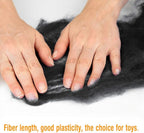 QMNNMA Wool Roving Bulk, 8.82oz Needle Felting Wool, Wool Roving Top-Black | - Image 4