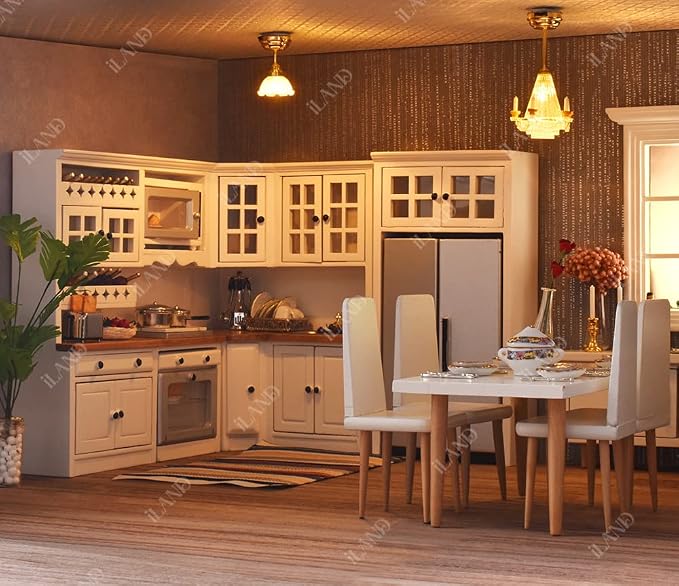 iLAND Dollhouse Furniture and Accessories Set Dollhouse Kitchen Modern Kit - Image 3
