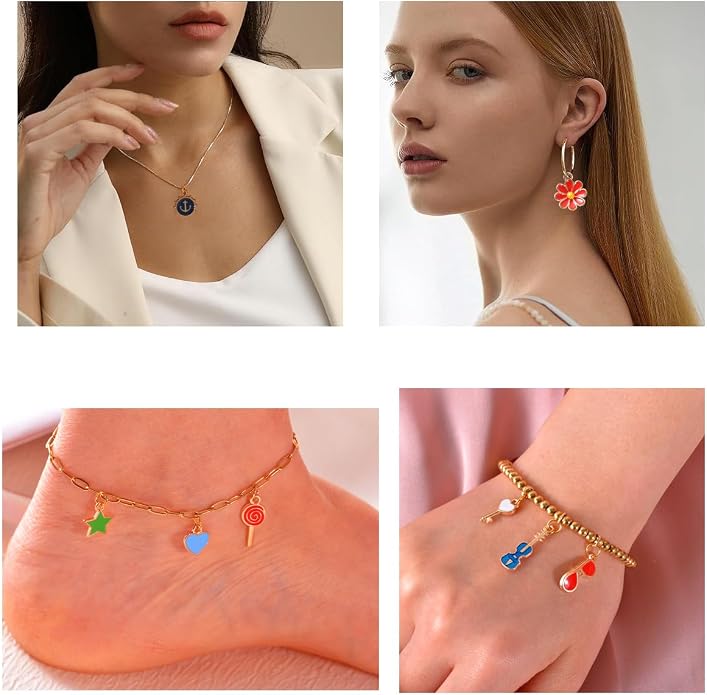 Bulk Gold Enamel Charms for Jewelry Making, Colorful Metal Charms Pendant for - Image 6