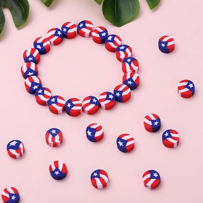 100pcs Flag Clay Beads for Jewelry Making, Polymer Clay Spacer Beads for DIY - Image 2
