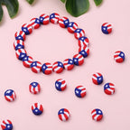 100pcs Flag Clay Beads for Jewelry Making, Polymer Clay Spacer Beads for DIY - Image 2