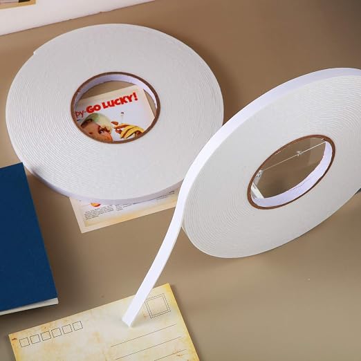 Tatuo 2 Rolls Double Sided Foam Tape 3/8 Inch by 50 Feet White PE Foam Tape - Image 5