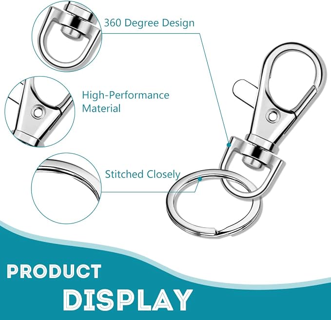 100 Pcs Keychain Hooks with Key Rings, Keychain Clip Hooks with Rings - Image 3