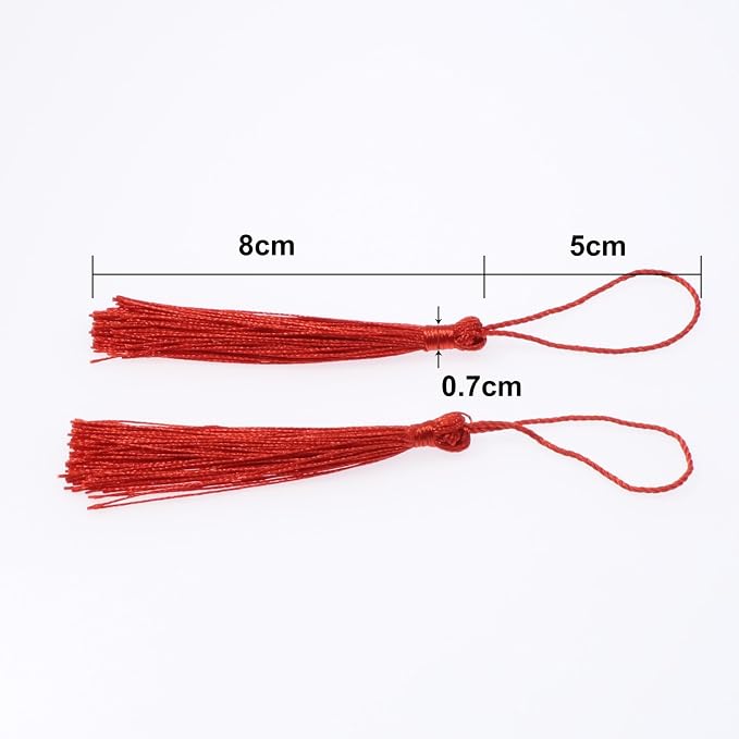 VAPKER 100 Pieces Red Tassels 13cm/5-Inch Silky Handmade Soft Tassels Floss - Image 3