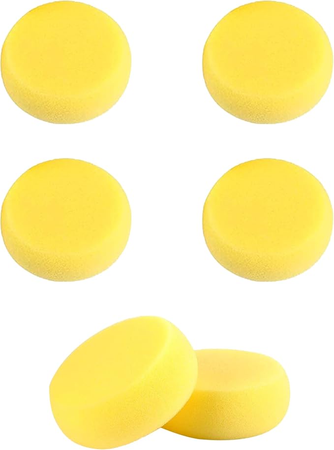 WAFJAMF 6 Pcs Round Painting Sponge 2.96 Inch Craft Clay Yellow | Pottery by WAFJAMF