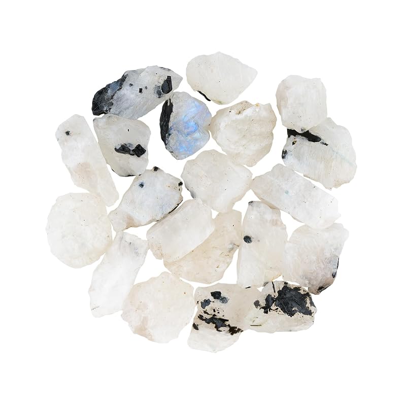 ColouredRocks 20pcs. Tourmilated Moonstone Crystals, Raw Stones, Rough Gemstones by ColouredRocks
