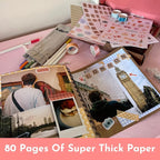 Scrapbook Kit - 80 Page Photo Album DIY Scrapbook - Holds 300+ Photos, - Image 8
