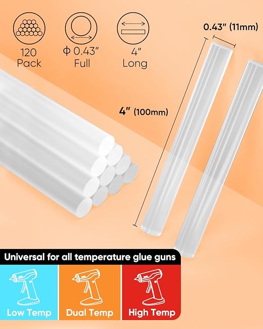 SHALL Full Size Hot Glue Sticks, 0.43” Dia x 4” Long - Image 3