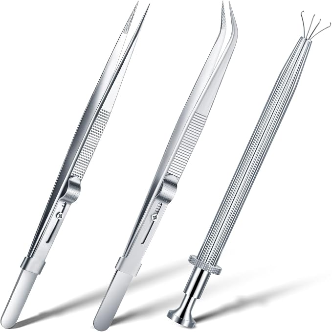 Honoson 3 Pack Diamond Tweezers Gem Stone Jewelry Locking Tweezers Stainless by Honoson