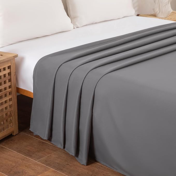 King Flat Sheet Only， 108x102Inch Dark Gray - Image 3