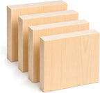 Unfinished Wood Blocks for Crafting, 4 Pack 6 x 6 x 1 Inch Solid Pine Wood by Keshufu