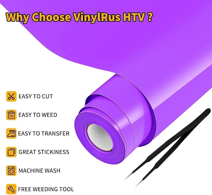 VinylRus Heat Transfer Vinyl-12” x 25FT Iron on Vinyl Roll - Image 4