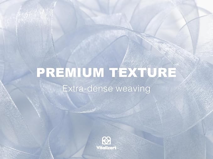 Vitalizart Blue & White Organza Sheer Ribbon 1 inch x 30 Yd Handmade Fabric - Image 4