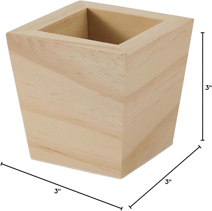 Plaid Unfinished Wood Square Planter - Image 8