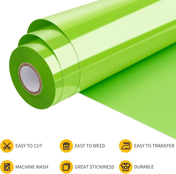 VinylRus Heat Transfer Vinyl-12” x 35FT Apple Green Iron on Vinyl Roll - Image 4