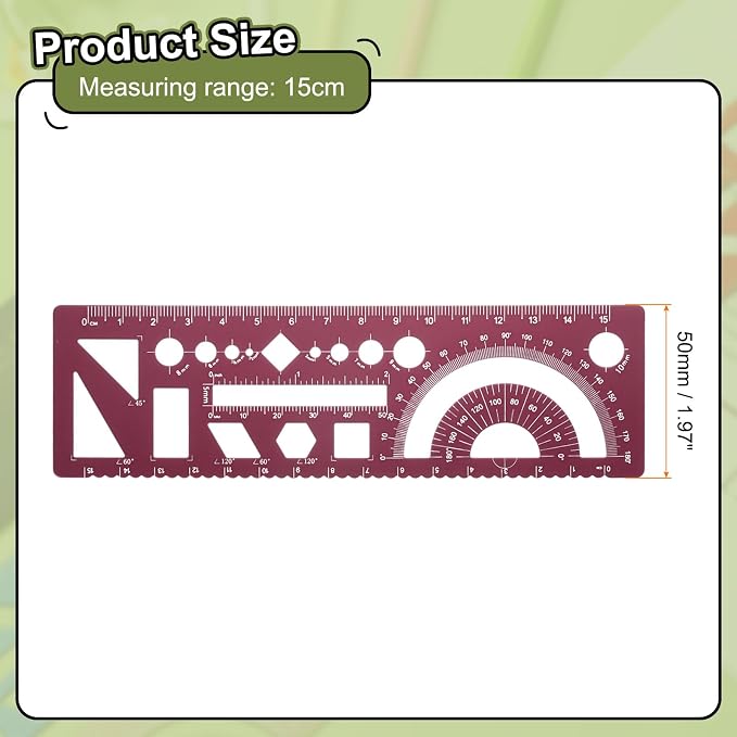 HARFINGTON Multifunctional Geometric Rulers 15cm Metric and SAE Aluminum - Image 2