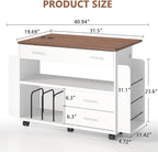 Gift Wrap Storage Cart with Foldable Drop Leaf, Crafting Table with Storage | - Image 2
