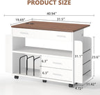 Gift Wrap Storage Cart with Foldable Drop Leaf, Crafting Table with Storage | - Image 2