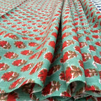 E-Tailor® Indian Ethnic 100% Cotton Voile Running Hand Block Print Natural - Image 4