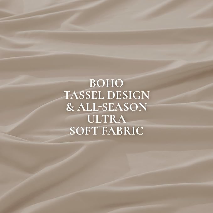 Andency King Size Comforter Set Khaki, 3 Pieces Boho Soft Lightweight Bedding - Image 7