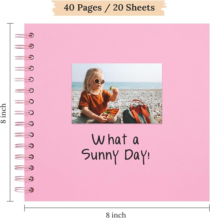 Scrapbook 8x8 Inch DIY Scrapbook Album Hardcover Kraft Paper 40 pages/20 sheets - Image 2