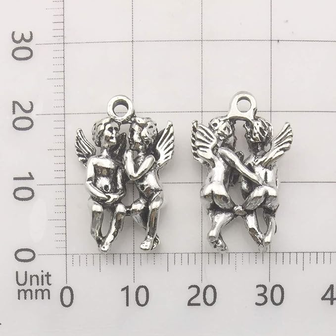 iloveDIYbeads 100g Craft Supplies Antique Silver Wings Angel Fairy Charms - Image 4