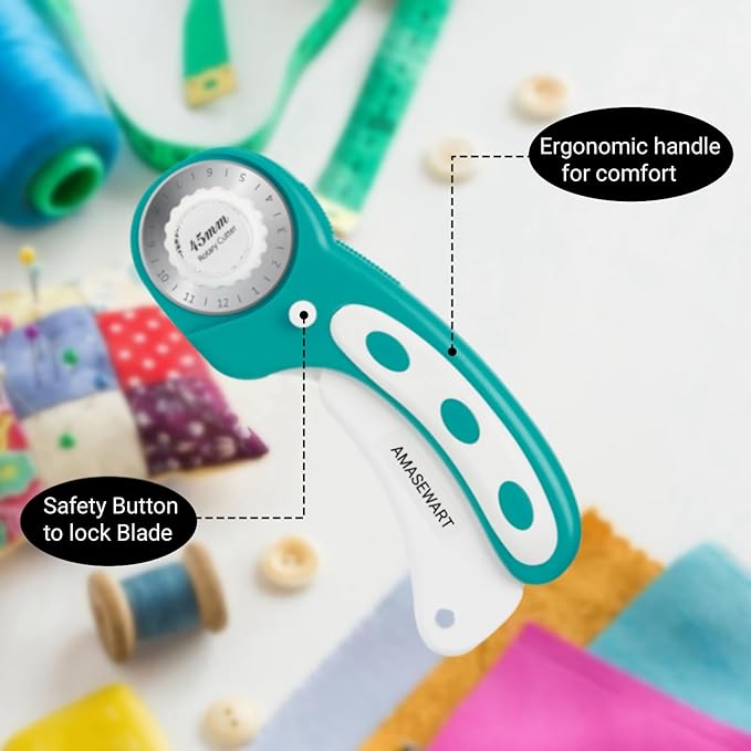 45mm Rotary Cutter and Mat Set, Fabric Cutter Wheel and 12x18 Inch Self Healing - Image 4