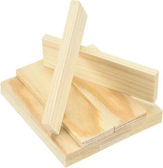 MECCANIXITY 10Pcs Wood Strips Slats, 9/32" x 1‑1/4" x 4" Thin Wood Sticks Flat by MECCANIXITY