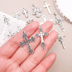 WOCRAFT 120pcs Antique Silver Cross Charms - Image 5
