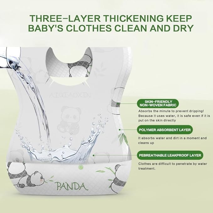 30/60pcs Baby Disposable Bibs-Individually Packaged,Soft, Leak Proof and Convenient, disposable bibs for toddlers
