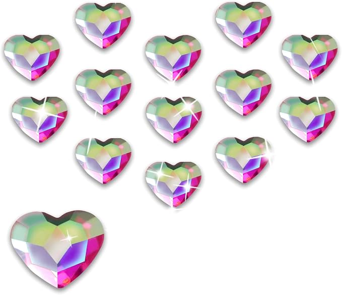 Allstarry 100pcs Flatback Rhinestones Heart-Shaped Irridescent Face Gems Eye by Allstarry