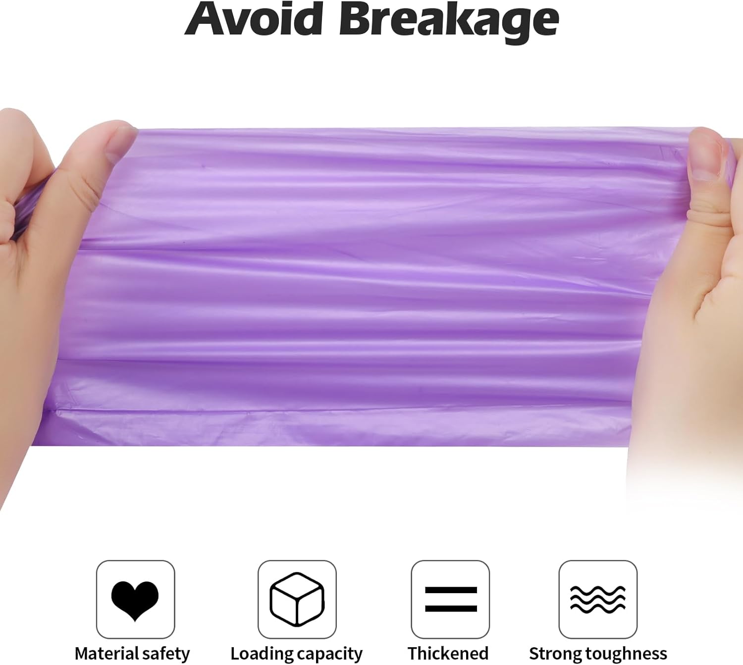 2-4 Gallon Portable Trash Bags,60 Counts Thicken portable Small Garbage Bags for Office, Kitchen,Bedroom Trash Can,Strong Trash Bags（Purple）