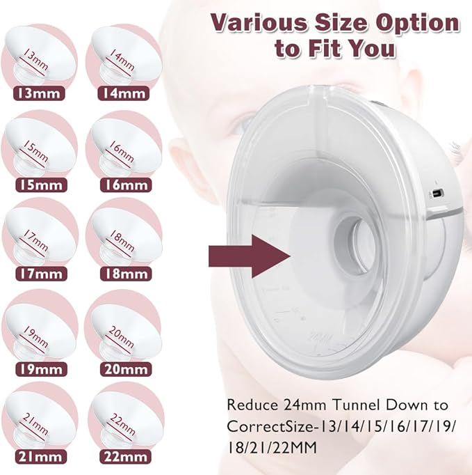 Flange Insert 18mm 6pcs Compatible with Momcozy M5/M9/M6/S12 Pro/V1 Pro/V2 Pro,for Spectra/Medela/MomMed/eufy/Lansinoh/Elvie Breast Pump, Fit for 24mm Flange/Shield of Most Pumps, Breastfeeding Parts
