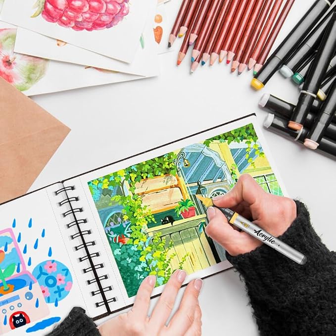 8.3x5.8 Sketch Book, Top Spiral Bound Sketch Pad, 60sheets 92lb/150gsm Bright - Image 5