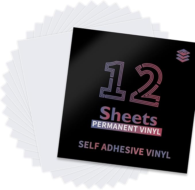 Lya Vinyl White Permanent Vinyl, 12 Pack Matte Vinyl by LyaVinyl