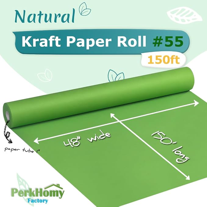 PerkHomy Medium Green Kraft Paper Roll 48" x 1 - Image 2