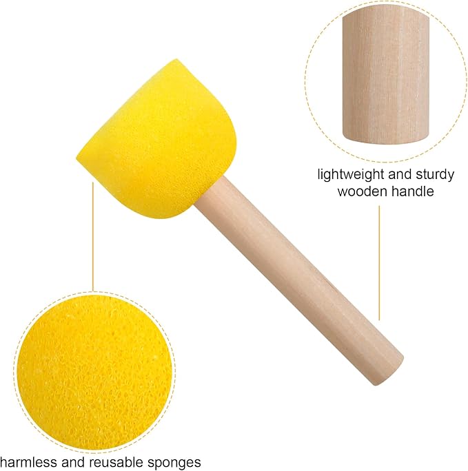 30 Pcs Round Sponges Brush Set, Round Sponge Brushes - Image 3