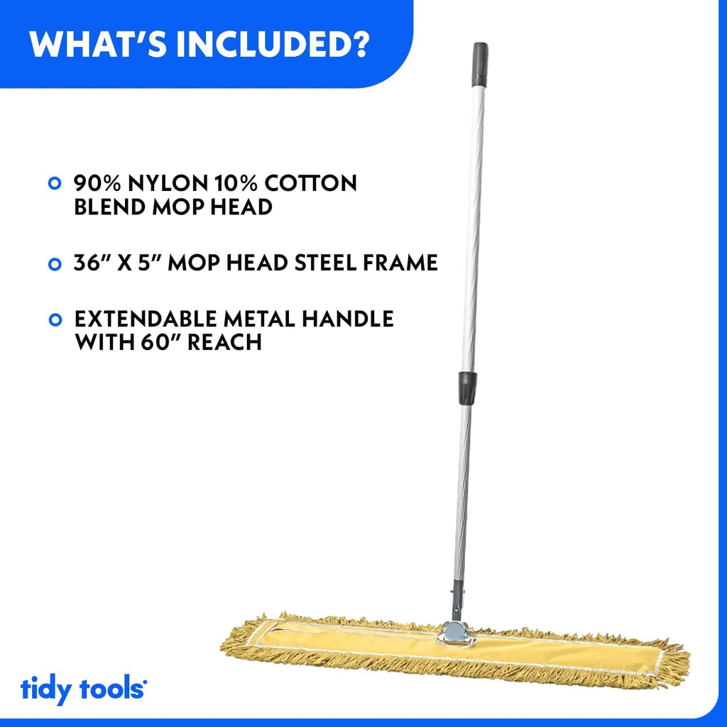 36 Inch Yellow Commercial Dust Mop & Floor Sweeper with Extendable Handle – Mop for Hardwood, Tile, and Concrete Floor Cleaning