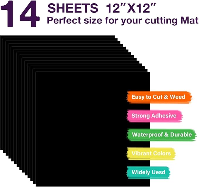 HTVRONT Permanent Vinyl, 14 Pack Matte Black Vinyl - Image 3