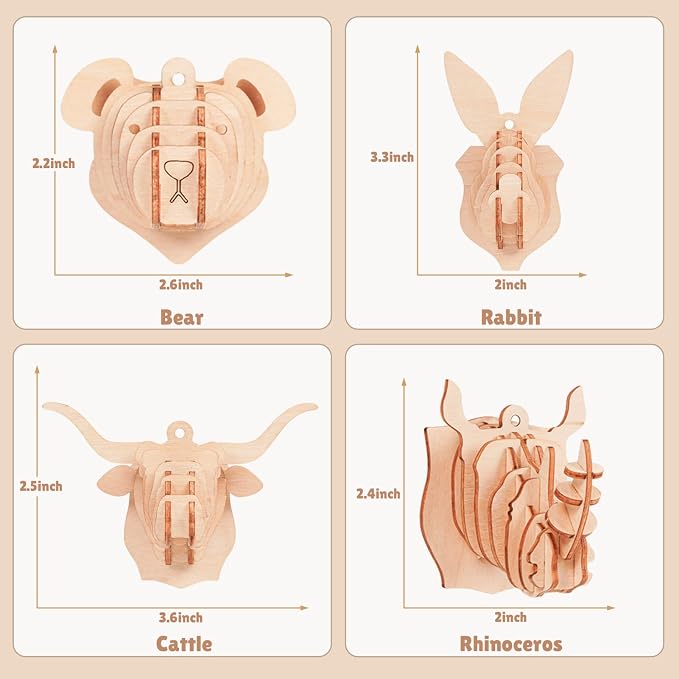 3D Wooden Puzzles for Kids, No-Glue DIY Delicate Pendant STEM Toys for Boys - Image 4
