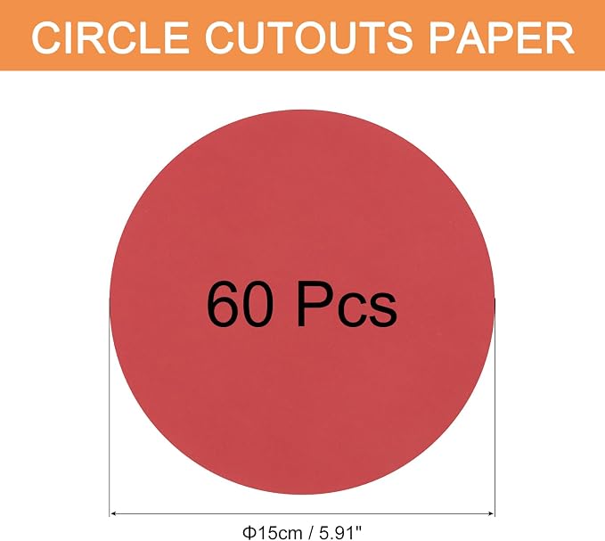 MECCANIXITY 60 PCS Red Circle Cutouts Paper, 6 Inch Round Cutouts 200gsm/75lb - Image 2