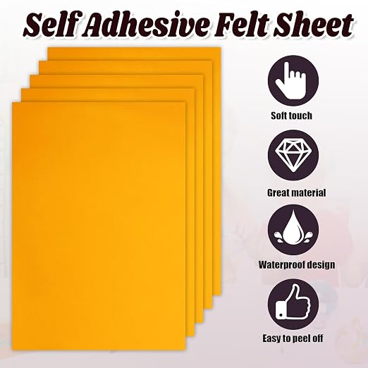 Biaungdo Yellow Self Adhesive Felt Sheets, 8 x 12 Inch | A4 Size, Felts Fabric - Image 3
