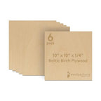 6 mm Baltic Birch Plywood 1/4 x 10 x 10 Inch, Box of 6 B/BB Grade Craft Wood by Woodpeckers