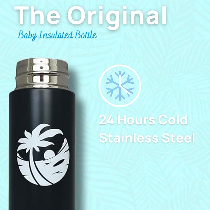 Versatile Waiu Insulated Baby Bottle | 4 oz & 6 oz Sizes | Keeps Drinks Hot for 8 Hours, Cold for 24 Hours | BPA-Free | Multiple Colors Available (Black, 6 oz.)